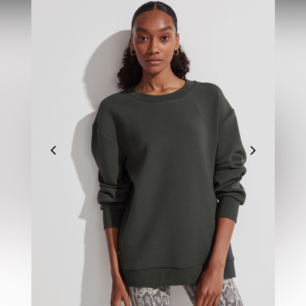 Varley Charter Sweat in Olive Stone, Size Small.
